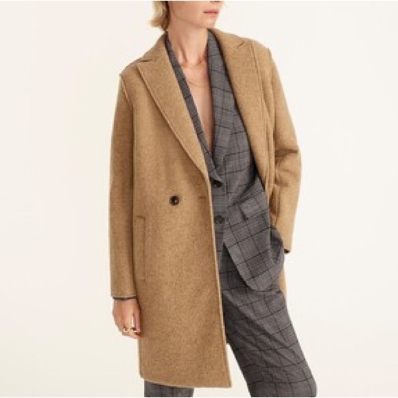 J. Crew Daphne Italian Boiled Wool Topcoat Coat Buttons Tan Brown 6 - Picture 2 of 14